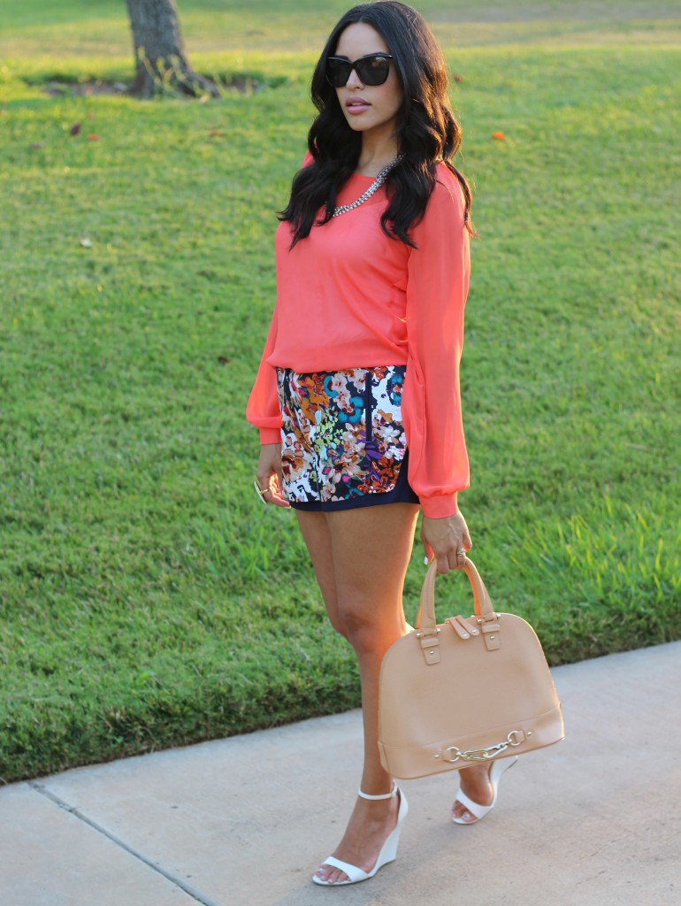 Rainbow Bright :: Orange Blouse + Floral Shorts – The Dressy Chick